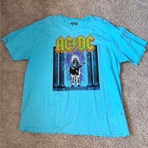AC/DC Bright Turquoise Graphic Band Tee